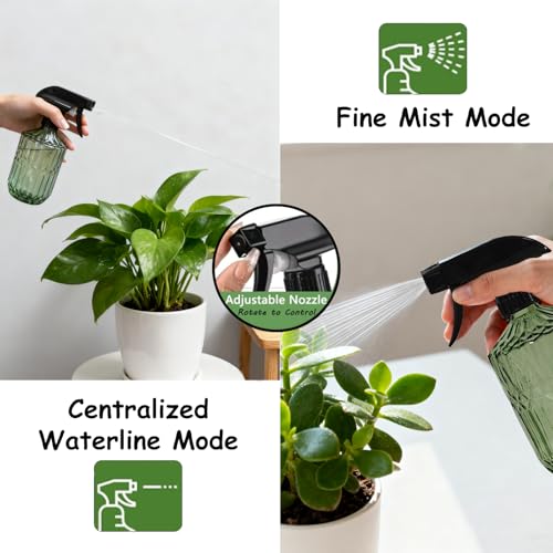 YYTSGG Glass Plant Mister Bottle, 15oz Refillable Water Spray Bottle with Adjustable Mist Nozzle for Indoor Flowers, Outdoor Gardening, Cleaning, Hair and Pets Care (Army Green) - color: Army Green
