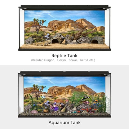 8x6ft Bearded Dragon Tank Background Durable Polyester Terrarium Background, Joshua Tree National Park Desert Cactus Sandstone Backdrop for Reptile Habitat Tank - size: 8x6ft