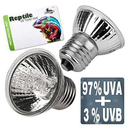 UVA UVB Reptile Light Bulbs 4 Pack 50W,Basking Light Heat Lamp for Reptiles and Amphibian Tank Terrariums Cage for Turtle,Bearded Dragon, Works with Various Lamp Fixtures Come with UV Test Card