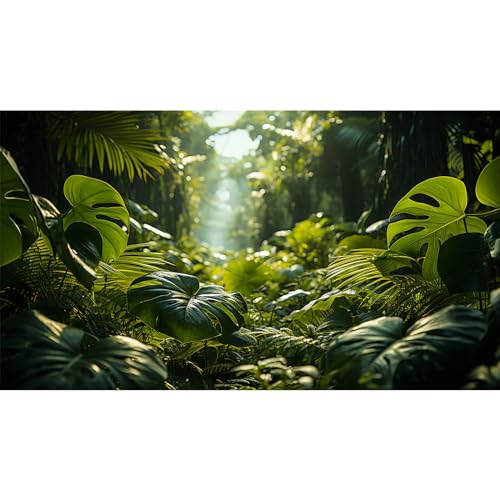 Aquarium Background Tropical Forest Terrarium Backdrop Nature Jungle Green Leaf Palms Background Green Leaf Palms Fish Tank Background Reptile Habitat Backdrop Tank Wallpaper Poster Vinyl 24x12in - color: Palm Green, size: 24(W)x12(H)inches/ 60(W)*30cm(H)