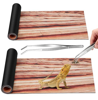 Saillong Reptile Carpet 2Pcs 40 Gallon, 36*17in Reptile Mat for Bearded Dragon Tank Accessories, Terrarium Liner Bedding Mat for Lizard, Gecko, Snake, Chameleons, Tortoise with Tweezers Feeding Tong - size: 36 x 17 Inch