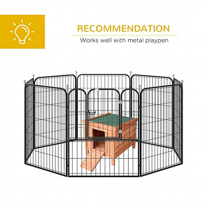 PawHut Small Wooden Rabbit Hutch Bunny Cage Guinea Pig Cage Duck House Dog House with Openable & Waterproof Roof, Natural - color: Brown