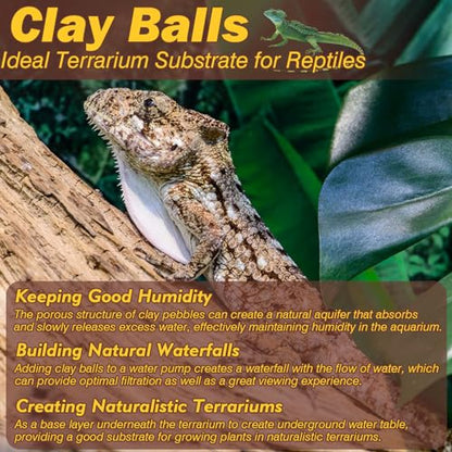 ZeeDix 6 LBS Reptile Substrate Leca Balls - 100% Organic Expanded Clay Pebbles, Ideal Bioactive Terrarium Clay Balls Substrate for Reptile Terrarium Tank, Bearded Dragon, Tortoise, Gecko, Snake & Frog - color: 6LBS