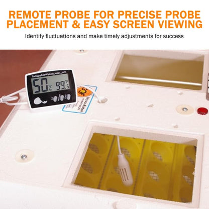 IncuTherm™ Plus Digital Thermometer and Hygrometer for Egg Incubator - Large Digital Display with Min/Max Memory - Remote Probe - Reads Celsius and Fahrenheit +/-1° 1109 IWTH01