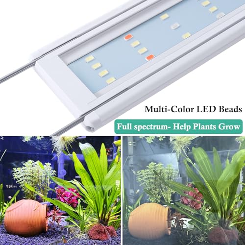 HITOP Full Spectrum LED Aquarium Light 32-40" Classic Fish Tank Light with Timer, Aquarium Plant Light with Stable Extendable Brackets - size: 32-40in
