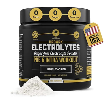 MMA Nutrition HRDWRK - 100 Servings Keto Electrolytes Powder Hydration Sugar Free - Electrolyte Powder to Boost Endurance & Reduce Fatigue with Electrolytes Supplement - Maximum Hydration Powder - style: Unflavored