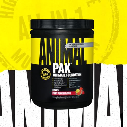 Animal Pak - Convenient All-in-One Vitamin & Supplement Powder, Fruit Punch - Zinc, Vitamins C, B, D, Amino Acids, Immune Support, Digestive Enzymes - Daily Multivitamin for Women & Men - 60 Scoops - size: 30 Servings (Pack of 1), style: Fruit Punch