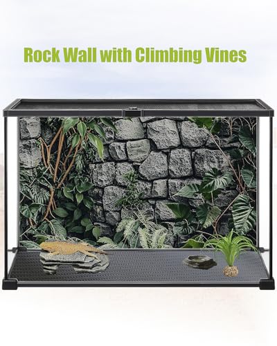 3 Pcs Reptile Background for Terrarium 40 Gallon, Bearded Dragon Tank Background 36x18 inches, Leopard Gecko Tank Accessories, Desert, Jungle, Rocky Style Terrarium Supplies Décor