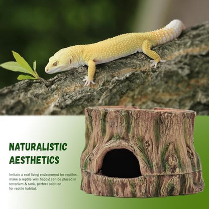 3 in 1 Reptile Hide Cave,Lizard Humid Hideout with Detachable Base and Clay Water Dish,Essential Reptile Terrarium Tank Accessories Decor for Leopard Geckos, Crested Geckos, Snakes, Crabs