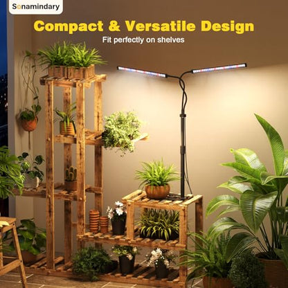 Grow Lights for Indoor Plants, Full Spectrum LED Plant Light with 9.8-35 in Tripod Stand, 120 LEDs 5700K, 4/8/12H Auto Timer, 5 Brightness Levels - size: Stand-2Head