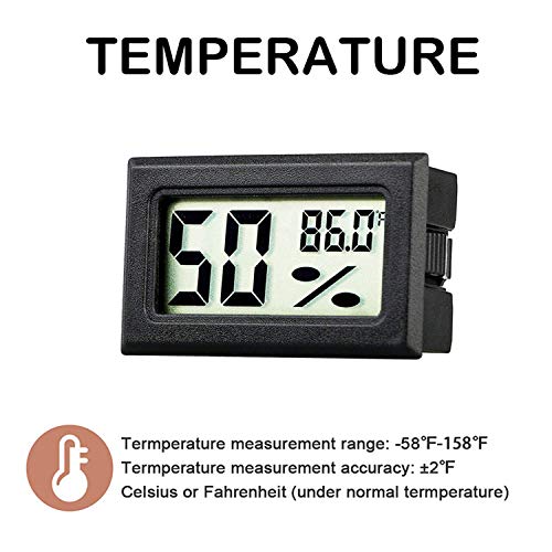 Mini Thermometer Hygrometer, Small Digital Electronic Temperature Humidity Meters Gauge Indoor LCD Display Fahrenheit for Humidors, Greenhouse, Garden, Cellar, Fridge, Mason Jar (5)
