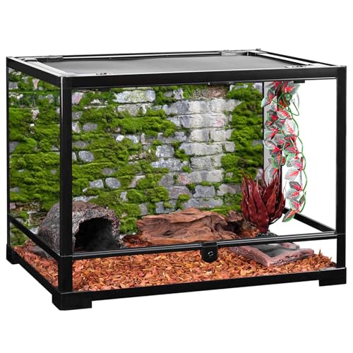 YongFoto Reptile Terrarium Background 36x18 inch Reptile Tank Background Brick Wall Green Moss Reptile Habitat Background Bearded Dragon Fish Tank Aquarium Background Backdrop - color: Gray-Green, size: 36x18in/90x45cm