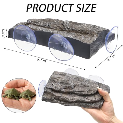 ZENFUN Turtle Basking Platform, Tank Aquarium Tortoise Climbing Platform with 3 Suction Cups, Simulation Rock Resting Terrace, Turtle Tank Accessories for Baby Tortoise, Terrapins, Frogs