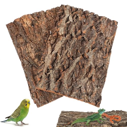 DOITOOL 2 Pcs Cork Bark for Reptiles, 12 x 8 Inch Natural Cork Bark Flats Terrarium Bearded Dragon Tank Background, Natural Climbing Platform for Lizard Geckos Tortoise Parrot Budgie Bird Cage Decor