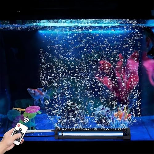 Submersible Bubble Aquarium Light：Multicolor RGB Fish Tank Light with Remote & Adjustable Brightness for Pet Plants Grow - Waterproof Submersible Led Lights for 5-10In Saltwater Tanks - size: 5 inch Nanoscale Bubbles
