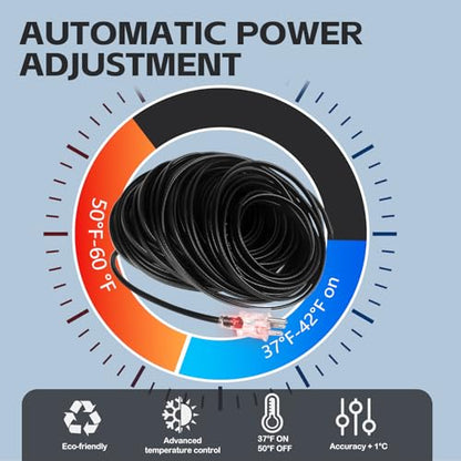 120FT（3FT-200FT）Pipe Heating Cable for Pipe Freeze Protection, Heat Cable for Water Pipes(Metal and Plastic), Pipe Heat Tape Keeps Water Flowing at -40°F 5w/ft, 120V - size: 120FT