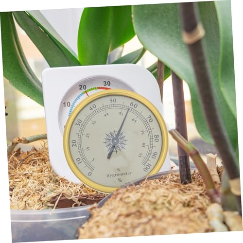 Garneck Analog Hygrometer Gold 72mm Round No Battery Required Hygrometer Thermometer 2% Rh Resolution Stainless Steel and Glass for Office Desk and Reptile Terrarium Use
