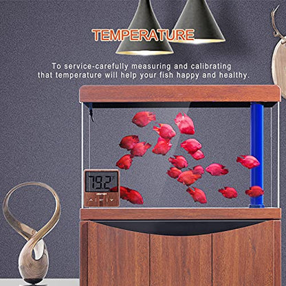 DIGITEN Aquarium Thermometer Digital Fish Tank Thermometer with Large LCD Display Stick On Water Terrarium Temperature Sensor Gauge for Reptiles Turtle Amphibians - color: Walnut