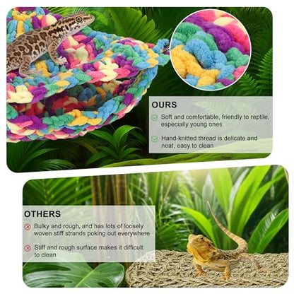 Hand-Knitted Soft Reptile Hammock Colorful Double-Layer Hammock for Bearded Dragon Tank Accessories Hanging Swing Hammocks for Lizard Gecko Chameleon Hide Triangular