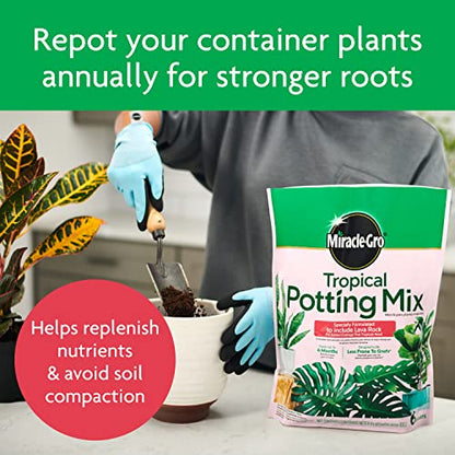 Miracle-Gro Tropical Potting Mix - Growing Media for Tropical Plants Living in Indoor and Outdoor Containers, 6 qt. (4-Pack) - size: 4 Pack, style: Potting Mix