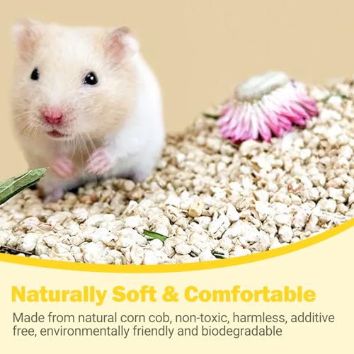 ‌Natural Corn Cob Pet Bedding - 44oz Premium Small Animal Bedding for Hamsters, Birds, Reptiles & More, Absorbent & Odor-Control