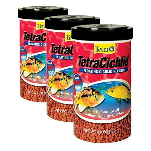 Tetra TetraCichlid Fish Floating Cichlid Pellets 6 Ounces, Nutritionally Balanced Diet (77063) (Pack of 3) - size: 6 Ounce (Pack of 3)