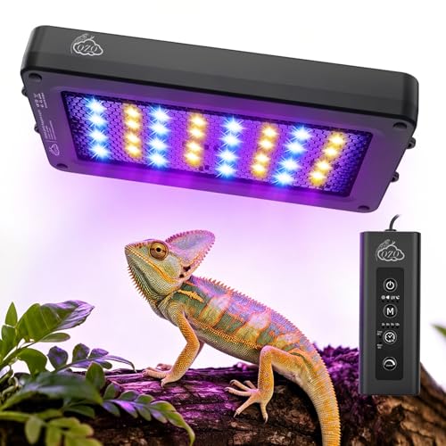 QZQ UVB Light for Reptiles, 24W LED UVA UVB Reptile Lamp with Dimming and 4 Lighting Modes, New Mode 24/7 Timer, Adjustable Brightness, LED Light for Bearded Dragon, Gecko, Tortoise, Lizard