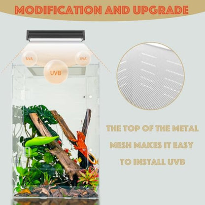 12x12x18 Reptile Tank 10 Gallon – Acrylic Reptile Enclosure Terrarium for Crested Gecko, Lizards, Spiders & Snakes – Clear Lizard Habitat Terrarium - size: 12"12"18"