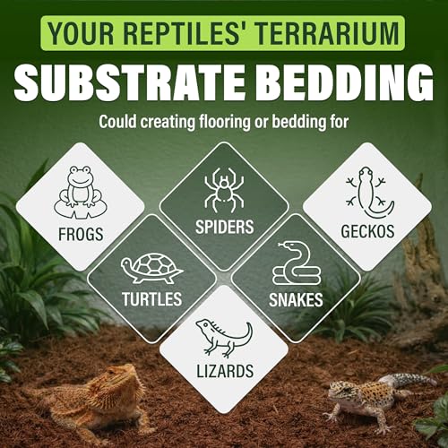 10 Lbs Coconut Fiber Substrate for Reptile Terrarium & Garden Use | Organic Compressed Coconut Coir, Garden Soil Substitute | Terrarium Bedding for Reptile, Snake