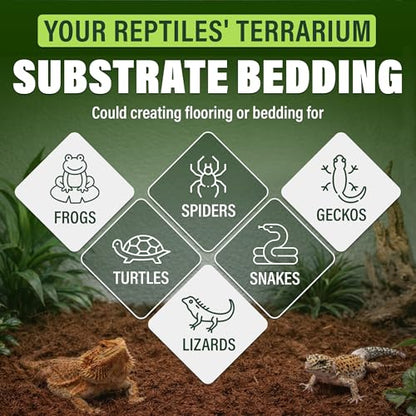 10 Lbs Coconut Fiber Substrate for Reptile Terrarium & Garden Use | Organic Compressed Coconut Coir, Garden Soil Substitute | Terrarium Bedding for Reptile, Snake