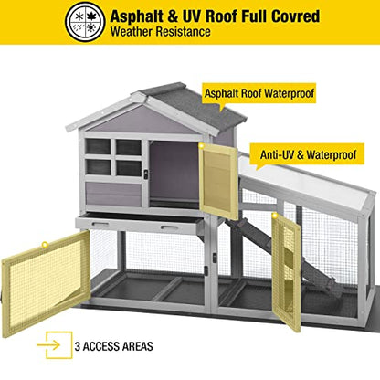 Aivituvin Rabbit Hutch Outdoor Chickecn Coop Indoor Bunny Cage with Pull Out Tray,Upgrade Version,Removable Bottom Wire Mesh 53.4" L x 23.6" W x 38.1" H - color: Deep Grey