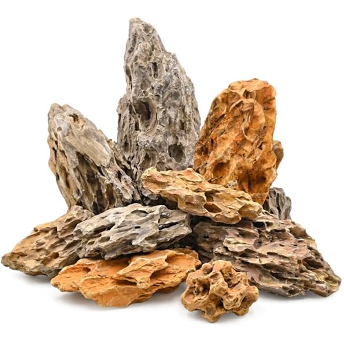 Eorbow 12lbs Natural Dragon Stones, Decorative Aquarium Rocks, Large Fish Tank Rock for Terrariums Aquarium Landscaping Paludariums Reptile Enclosures Bonsai Gardens, Mixed Sizes 6-12 Inches