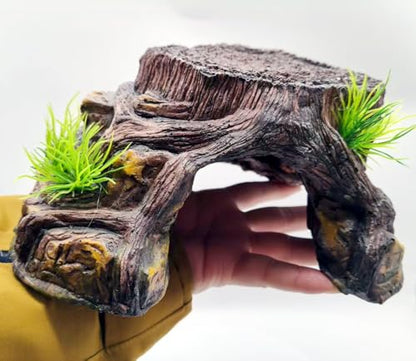 Reptile Hide Terrarium Decor Resin Reptile Hideouts Cave Habitat Decor for Gecko Leopard Lizards Snake Turtle (Large-A) - size: Large-A