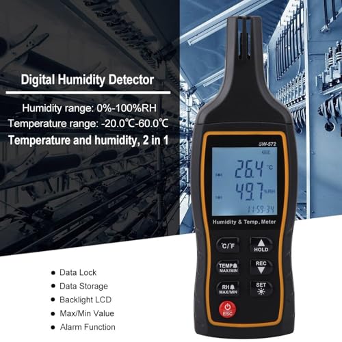 LCD Thermometer, Handheld Digital Temperature & Humidity Detector, Mini Hygrometer for Humidors, Reptile Thermostat, Jars & Fridge Use