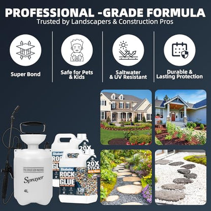1 Gallon Pump Sprayer, Heavy-Duty Hand Pressure Sprayer with 16” Long Wand, 4 Nozzles