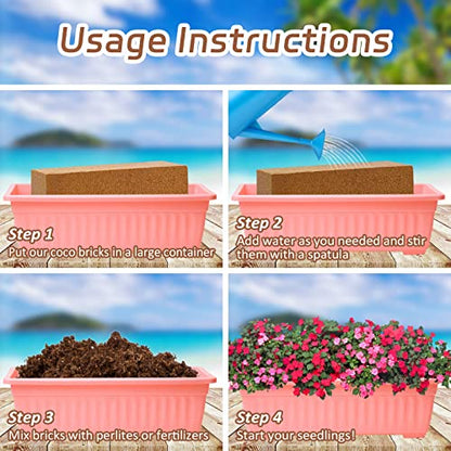 Riare 8pcs Organic Coco Coir Bricks Soil Blocks- 100% Natural Compressed Coco Peat Brick Coconut Fiber Substrate with Low EC& pH Balance, High Expansion Coco Coir Pith Coconut Husk for Garden - color: Pack of 8