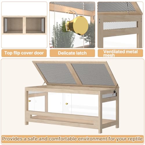 80 Gallon Reptile Tank – 4x2x2 Large Reptile Enclosure for Bearded Dragon Terrarium, Snake Enclosure & Reptile Cage with Mesh Lid