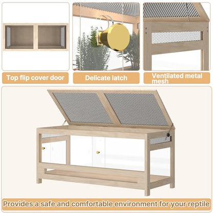 4x2x2 Reptile Enclosure 80 Gallon – Large Reptile Tank for Bearded Dragon Cage, Snake Terrarium & Reptile Habitat with Mesh Top