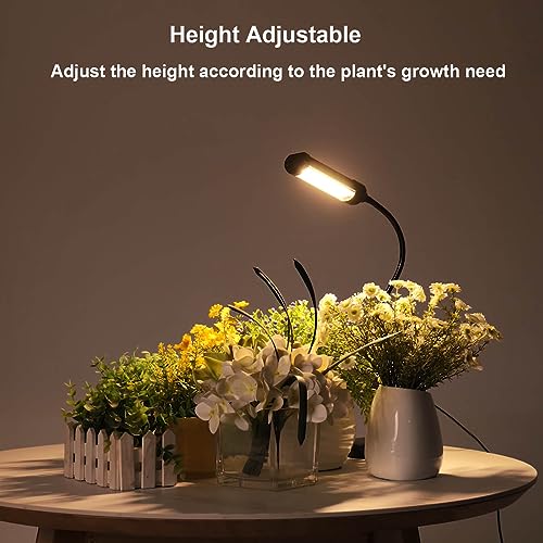 Grow Light for Indoor Plants Plant Lamp for Seedings Succulents Bulbs Full Spectrum Gooseneck Small Plants Growing, Auto On/Off Timing & 5 Dimming (Without USB Plug)