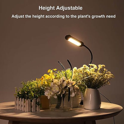Grow Light for Indoor Plants Plant Lamp for Seedings Succulents Bulbs Full Spectrum Gooseneck Small Plants Growing, Auto On/Off Timing & 5 Dimming (Without USB Plug)
