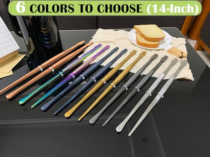 JETKONG 2 Pcs 14-Inch Cooking Tweezer Tongs Extra- Long Stainless Steel Kitchen Tweezers Plating Tongs (Navy Blue) - color: Navy Blue, size: 14+14 Inch