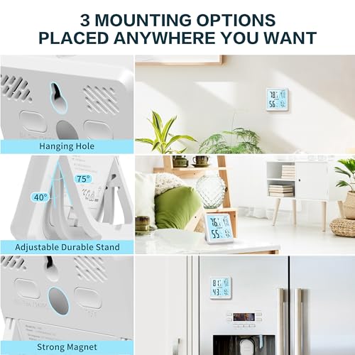 DOQAUS Digital Hygrometer Indoor Thermometer for House, Room Thermometer with 3s Fast Refresh & Max Min Records, Temperature Monitor Humidity Meter with Backlight, White
