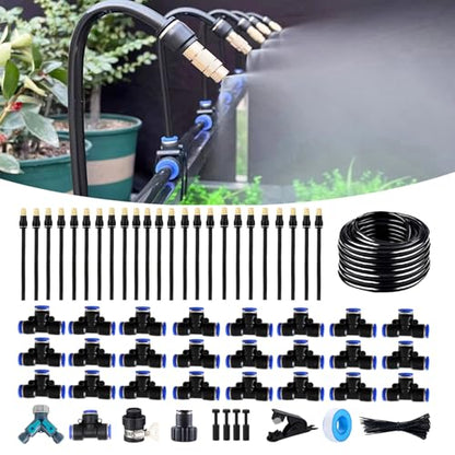 100FT Drip Irrigation Kit, Automatic Garden Watering System with Tool-Free Quick Connectors, 360° Bending Drippers & Copper Misting Nozzles for Greenhouse, Patio, Lawn & Vegetable Garden. (30M) - size: 30M