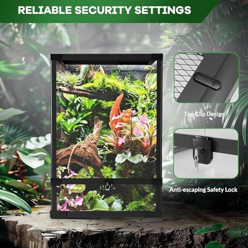 Garvee 67 gal Reptile Tall Glass Terrarium, 36 in x 18 in x 24 in Reptile Tank Double Hinge Door with Top Screen Ventilation, Easy Assembly