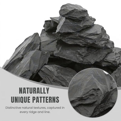 Natural Black Slate Rocks 5lbs - Thin Flat Stones for Fish Tank Aquascaping, Aquariums, and Paludariums - Decorative Stones for Terrariums, Vivariums, Reptile Enclosures, and Gardens