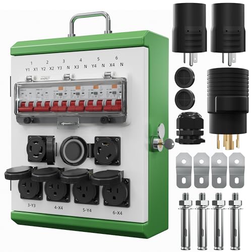 Joinfworld Power Distribution Box, 20A/30A 125V Electrical Box with NEMA 5-20R/L6-30R/L14-30R IP67 Waterproof Breaker Box Power Socket for RV, Construction Site Home Garage - size: 30A Power Distribution Box