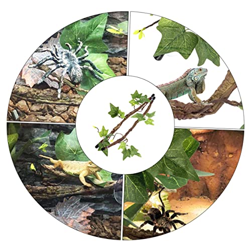 Totority 2 Pcs Reptile Climbing Branches Suction Cups Artificial Rattan Vines for Terrarium Decoration Sturdy Habitat Ornaments for Lizards Snakes and Geckos
