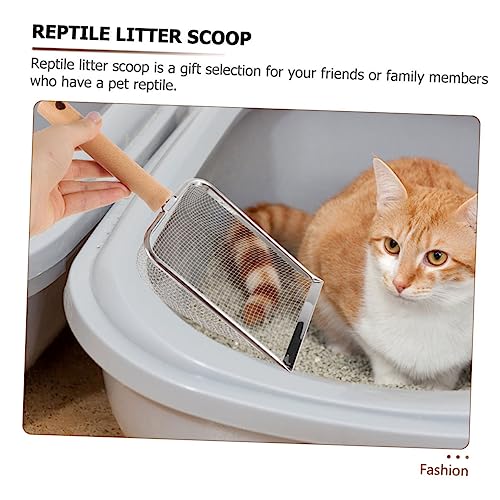 Abaodam Reptile Litter Scoop with Handle Fine Mesh Sifting Tool for Easy Cleaning of Reptile Waste for Reptile Owners