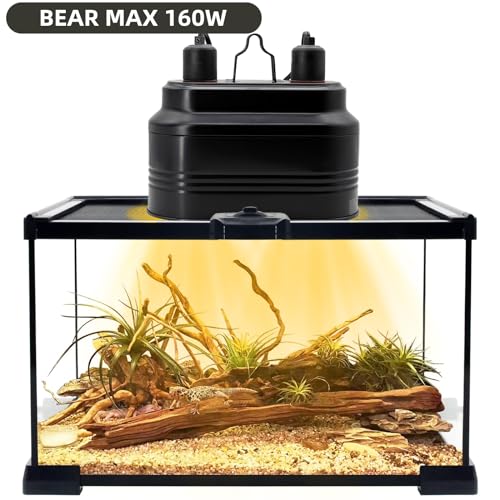 MECESOR Dual Reptile Lamp Fixture with Independent Switches, UVB & Basking Bulb Holder for Glass Terrarium Habitat - Reptile Light Fixture for Bearded Dragons,Turtles,Snakes & Lizards