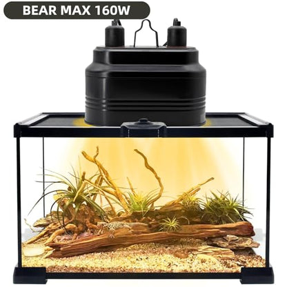 MECESOR Reptile Dual Light Fixture 160W and Reptile Lamp Stand Adjustable Height 15.7-73.6inch with 360°Adjustable Swing Arm